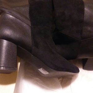 Black U O Faux Suede/Leather Boots Sz 9